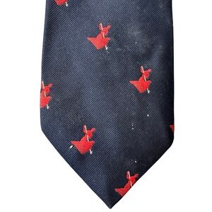 Puritan Cape Cod Mens Navy Blue Red Gondolier Embroidered Silk Blend Necktie
